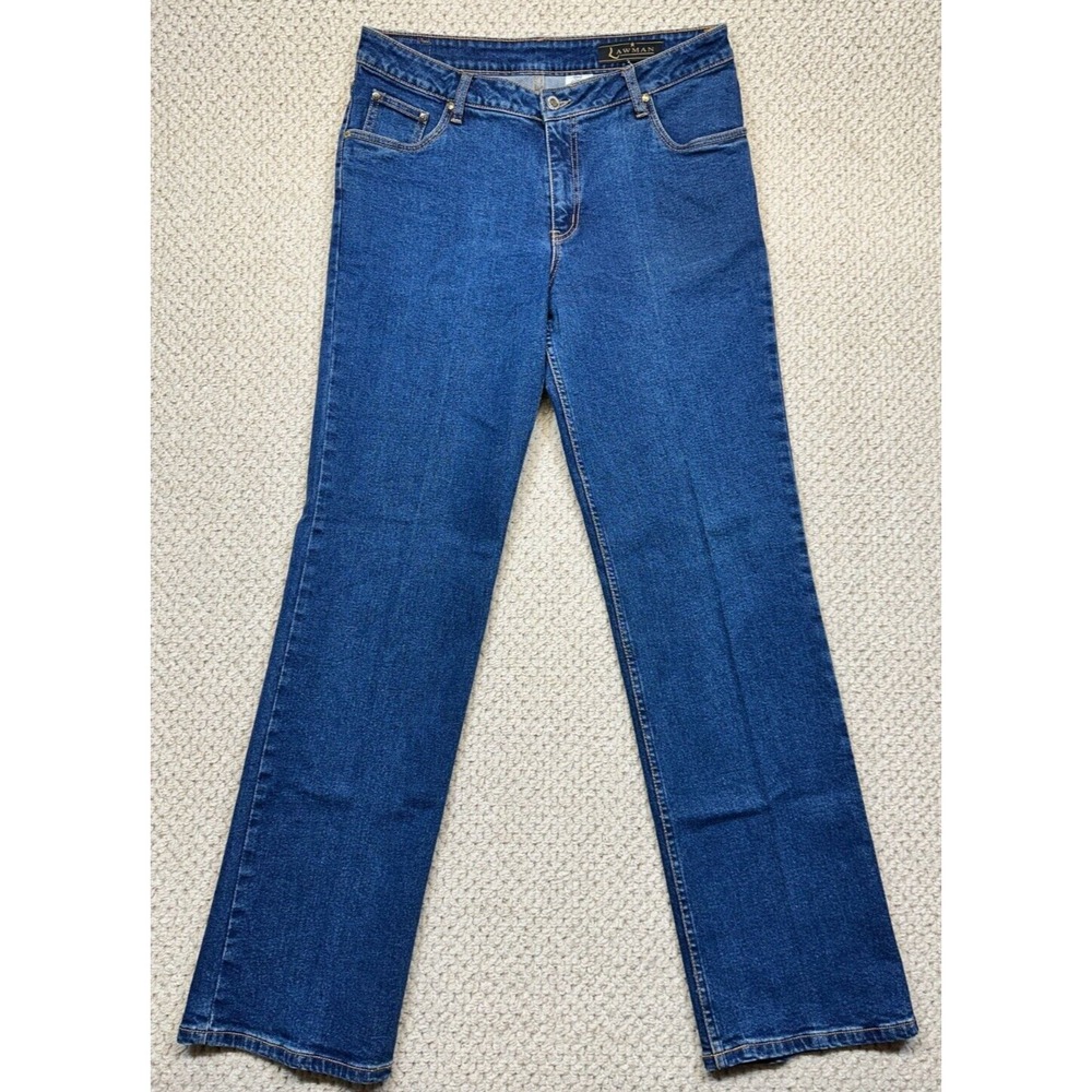 Lawman Jeans Women 13/14 Blue Western Bootcut Stretch Denim Horseshoe Ranchwear